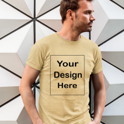 Biege Customized Men’s Round Neck  T-Shirt 